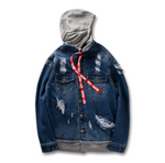 hole hooded denim jacket