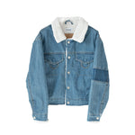 Lamb hair denim jacket female short section thick denim jacket