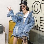 Ripped Denim Jacket Female Bf Hong Kong Style Jacket