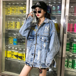 Ripped Denim Jacket Female Bf Hong Kong Style Jacket