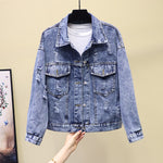 Women's Denim Jacket Short Loose And Versatile Personality Bat Shirt Top