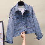 Women's Denim Jacket Short Loose And Versatile Personality Bat Shirt Top