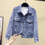 Women's Denim Jacket Short Loose And Versatile Personality Bat Shirt Top