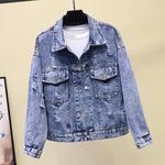 Women's Denim Jacket Short Loose And Versatile Personality Bat Shirt Top