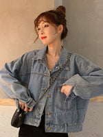 Loose All-match Tooling Denim Jacket Female Port Style Retro Short Jacket Jacket Trend