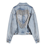 Denim jacket with diamond tassels