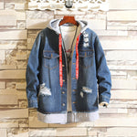 hole hooded denim jacket