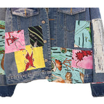 Bohemian denim jacket cartoon print jacket