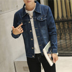 New men's denim jacket with holes for young men