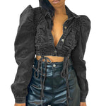 Short Sexy Cropped Denim Single-breasted Jacket