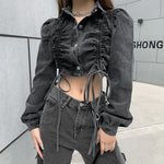 Short Sexy Cropped Denim Single-breasted Jacket