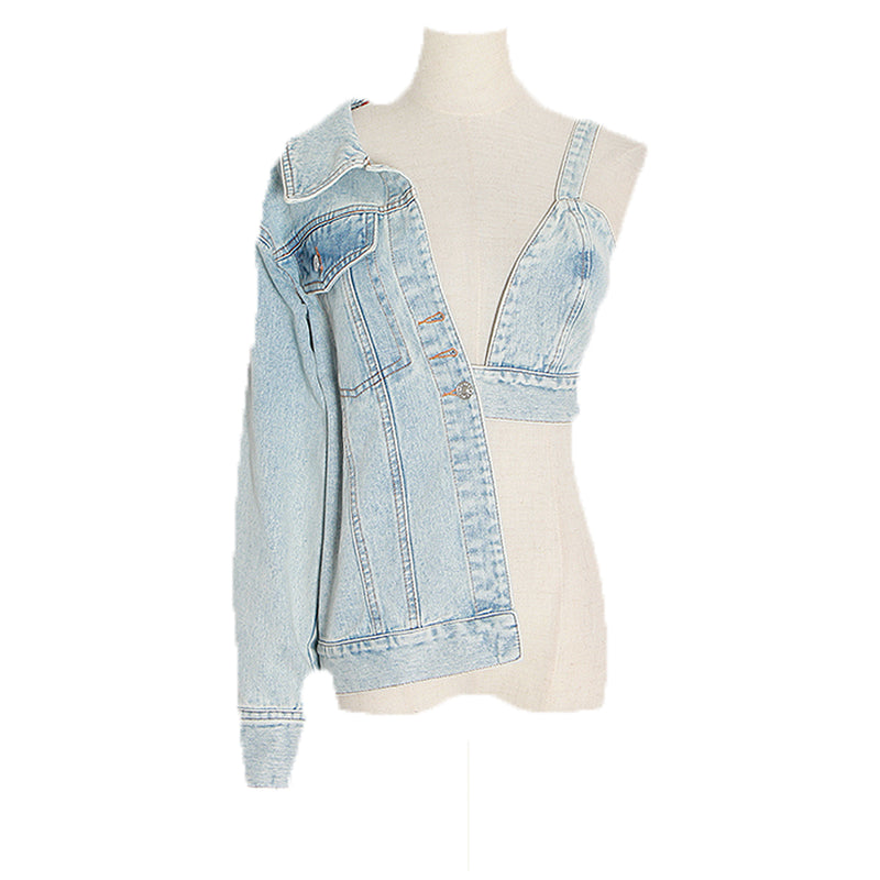 Ladies strapless denim jacket