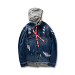 hole hooded denim jacket