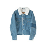 Lamb hair denim jacket female short section thick denim jacket