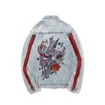 Wash embroidered denim coat