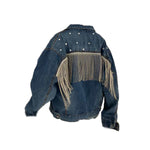 Women's denim jacket with diamond tassels